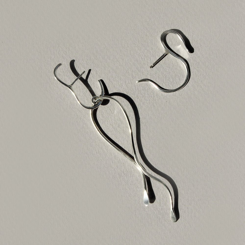 ELINA GLEIZER Asymmetric Snake Earrings