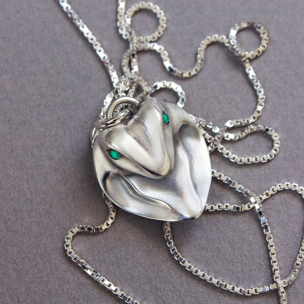 ELINA GLEIZER Cobra Necklace with Emeralds