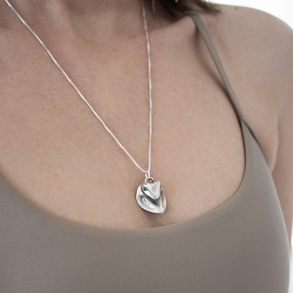 ELINA GLEIZER Cobra Necklace with Emeralds