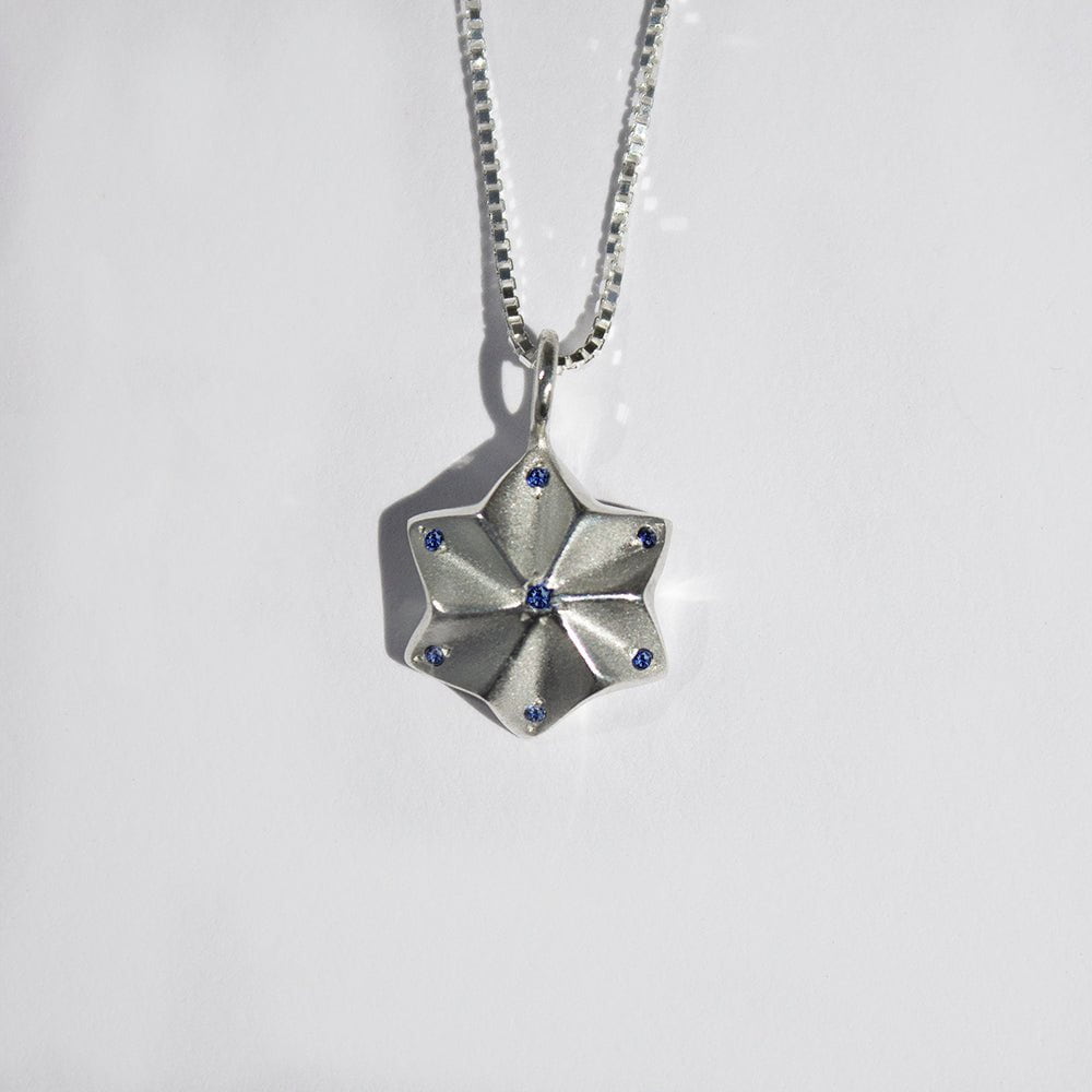 ELINA GLEIZER Hexagram Necklace with Sapphires
