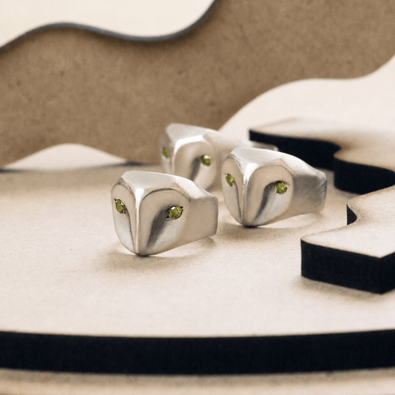 Elina Gleizer Jewelry Limited Edition Peridot Owl Ring