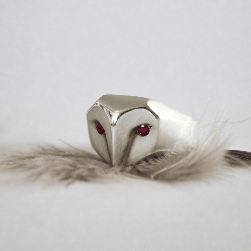 Elina Gleizer Jewelry Limited Edition Ruby Owl Ring
