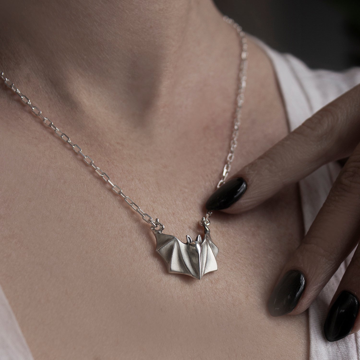 ELINA GLEIZER Jewelry Silver Bat Necklace