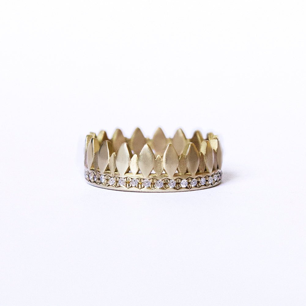 ELINA GLEIZER Leaf Crown Ring with Diamonds