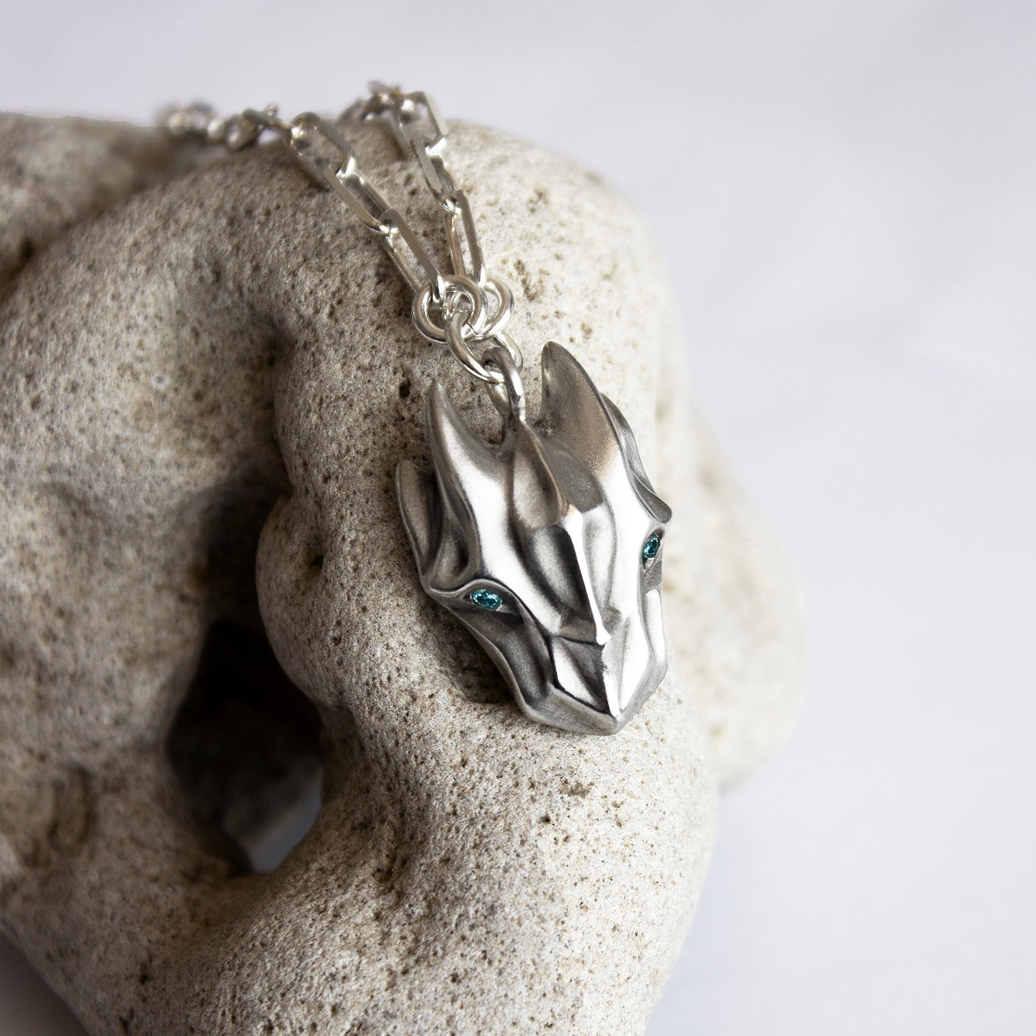 ELINA GLEIZER necklace Dragon Necklace with Blue Diamond Eyes