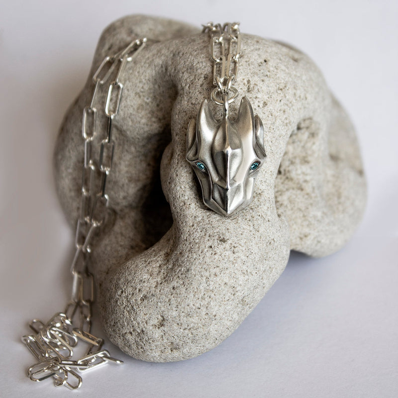 ELINA GLEIZER necklace Dragon Necklace with Blue Diamond Eyes