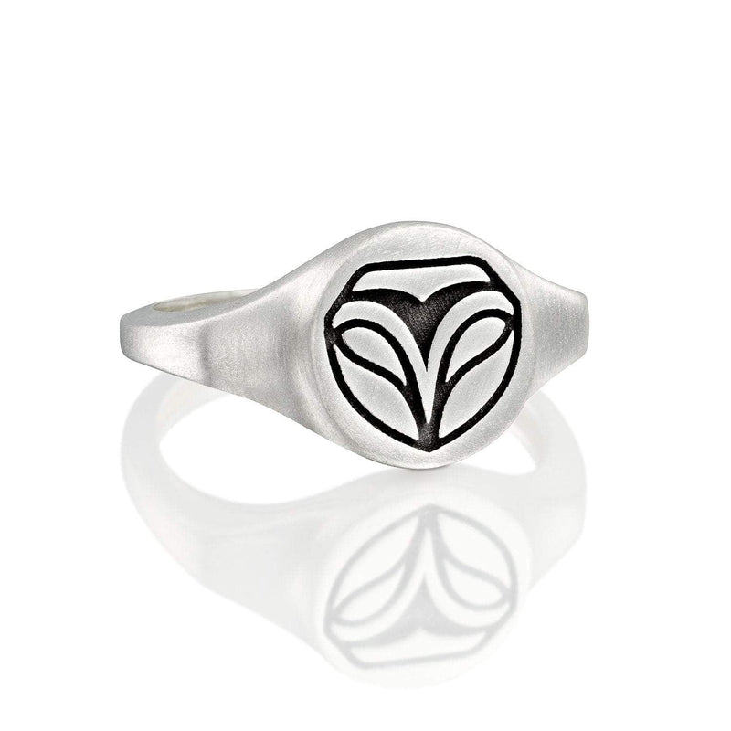 ELINA GLEIZER Silver Owl Signet Ring