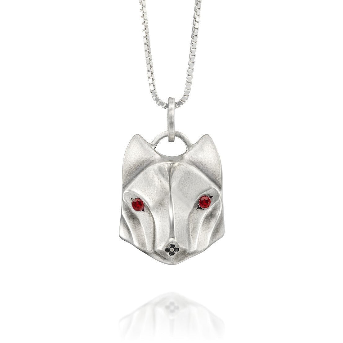 ELINA GLEIZER Wolf Necklace with Garnet Eyes