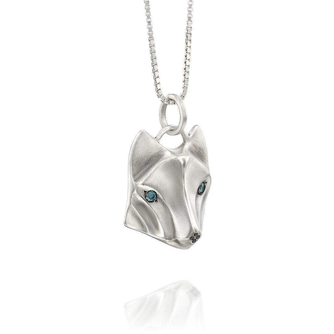 ELINA GLEIZER Blue Diamond Wolf Necklace