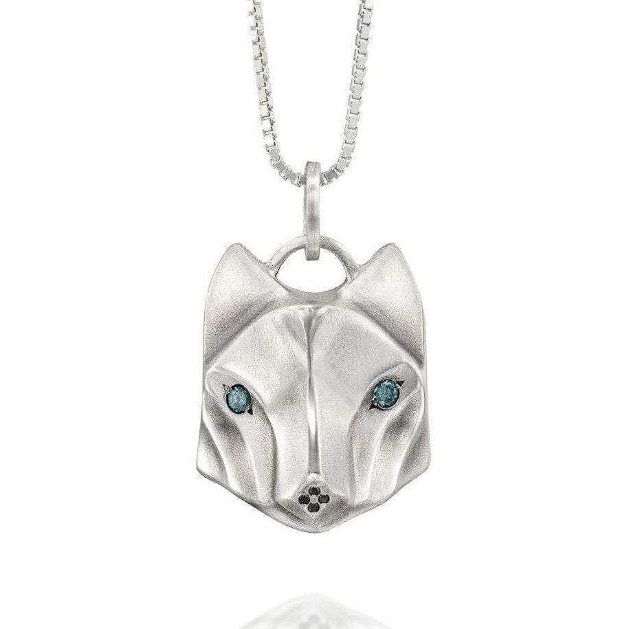 ELINA GLEIZER Blue Diamond Wolf Necklace