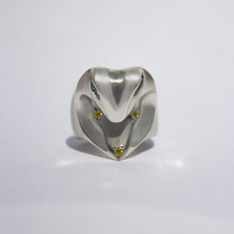ELINA GLEIZER Cobra Ring with Blue Diamond Eyes
