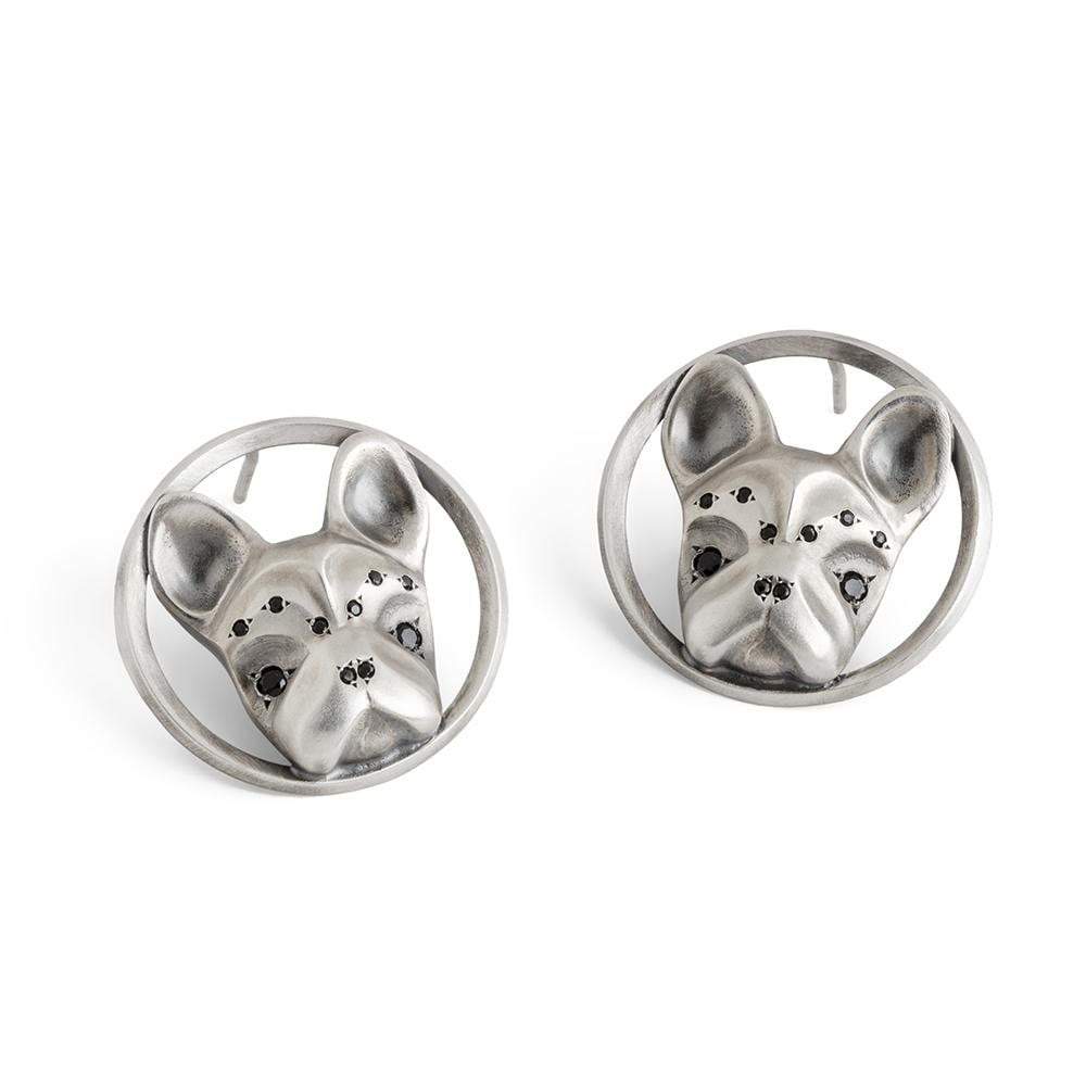 ELINA GLEIZER French Bulldog Stud Earrings