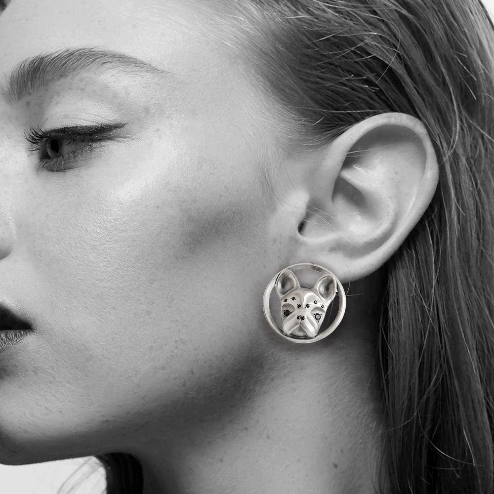 ELINA GLEIZER French Bulldog Stud Earrings