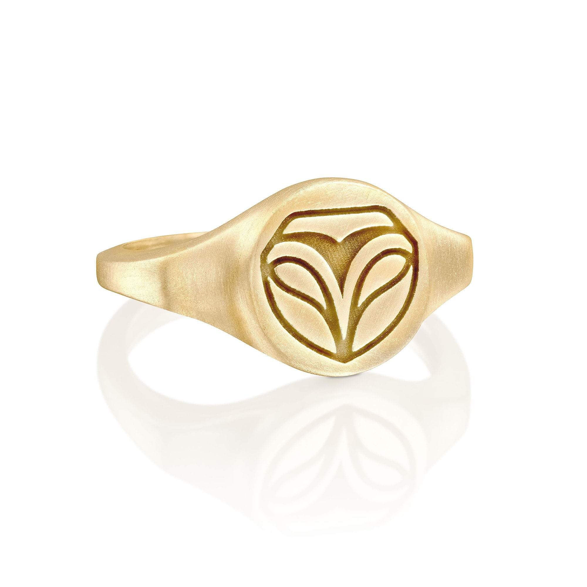 ELINA GLEIZER Gold Owl Signet Ring