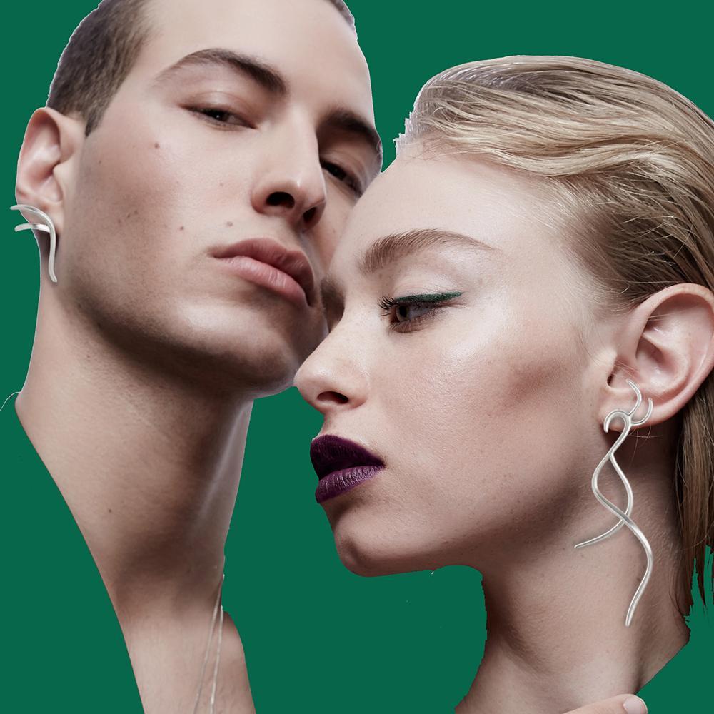 ELINA GLEIZER Jewelry Asymmetric Peacock Earrings