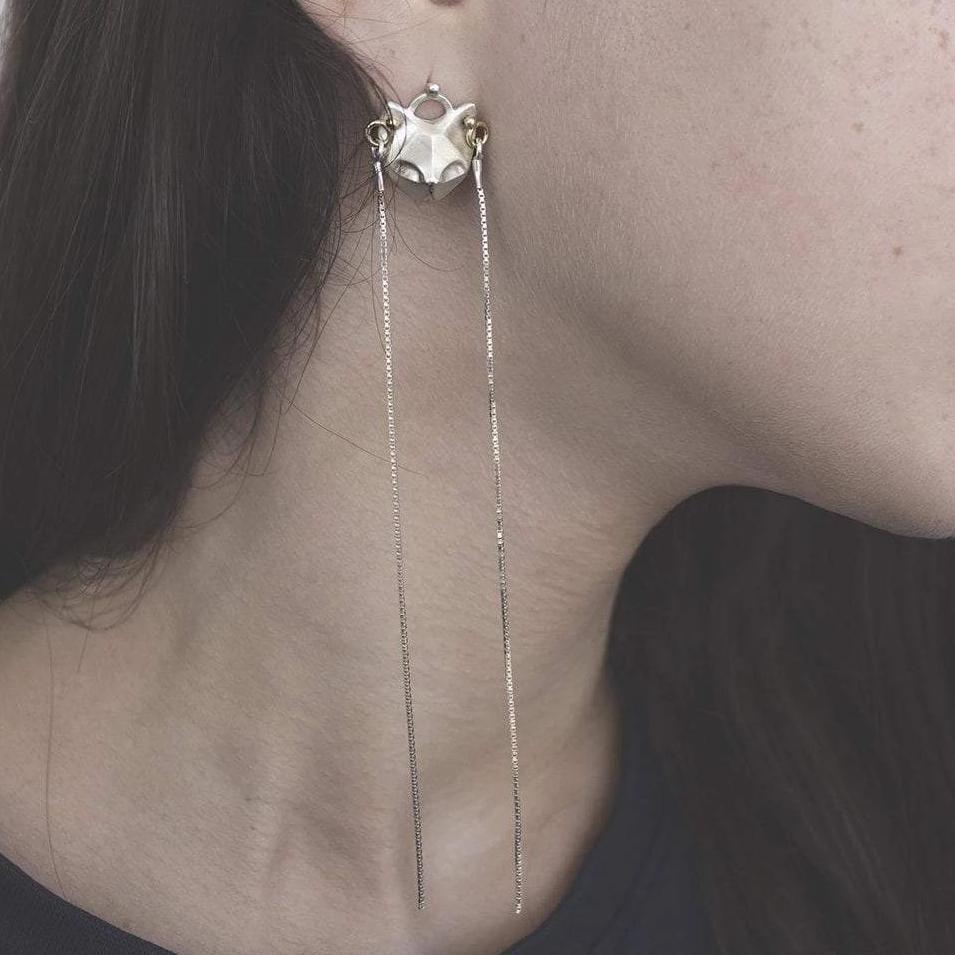 ELINA GLEIZER Jewelry Cat Earring with gold piercings
