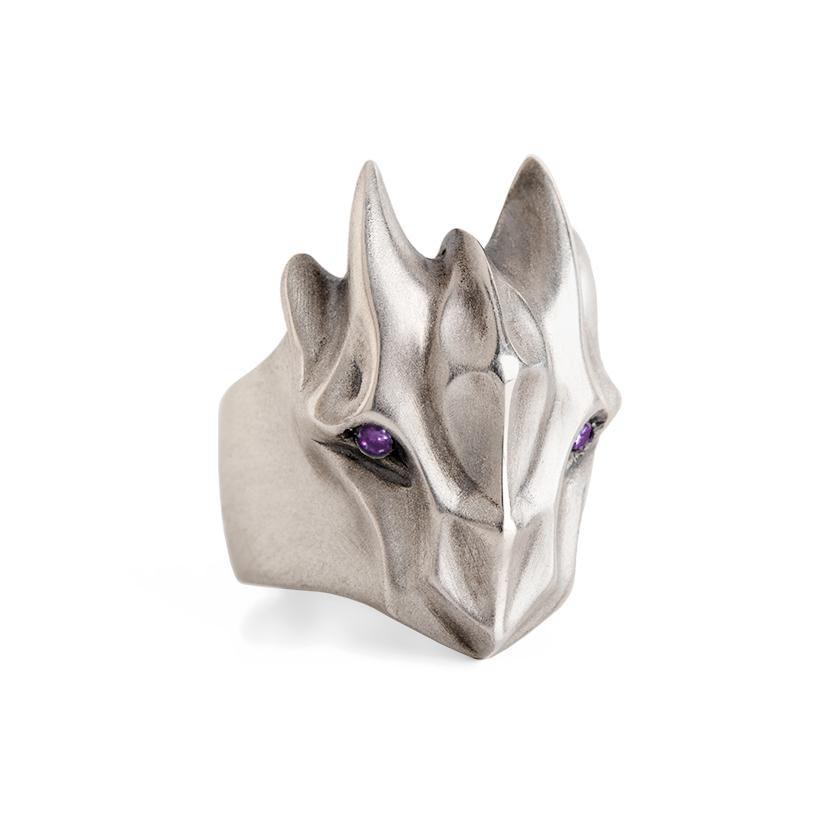 ELINA GLEIZER Jewelry Dragon Ring With Amethyst Eyes