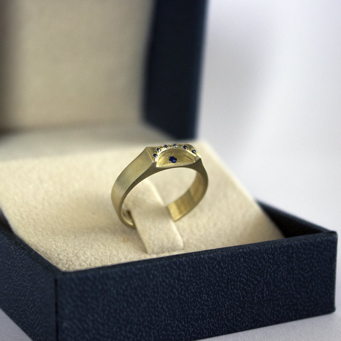 ELINA GLEIZER Jewelry Evil Eye Gold & Sapphire Ring