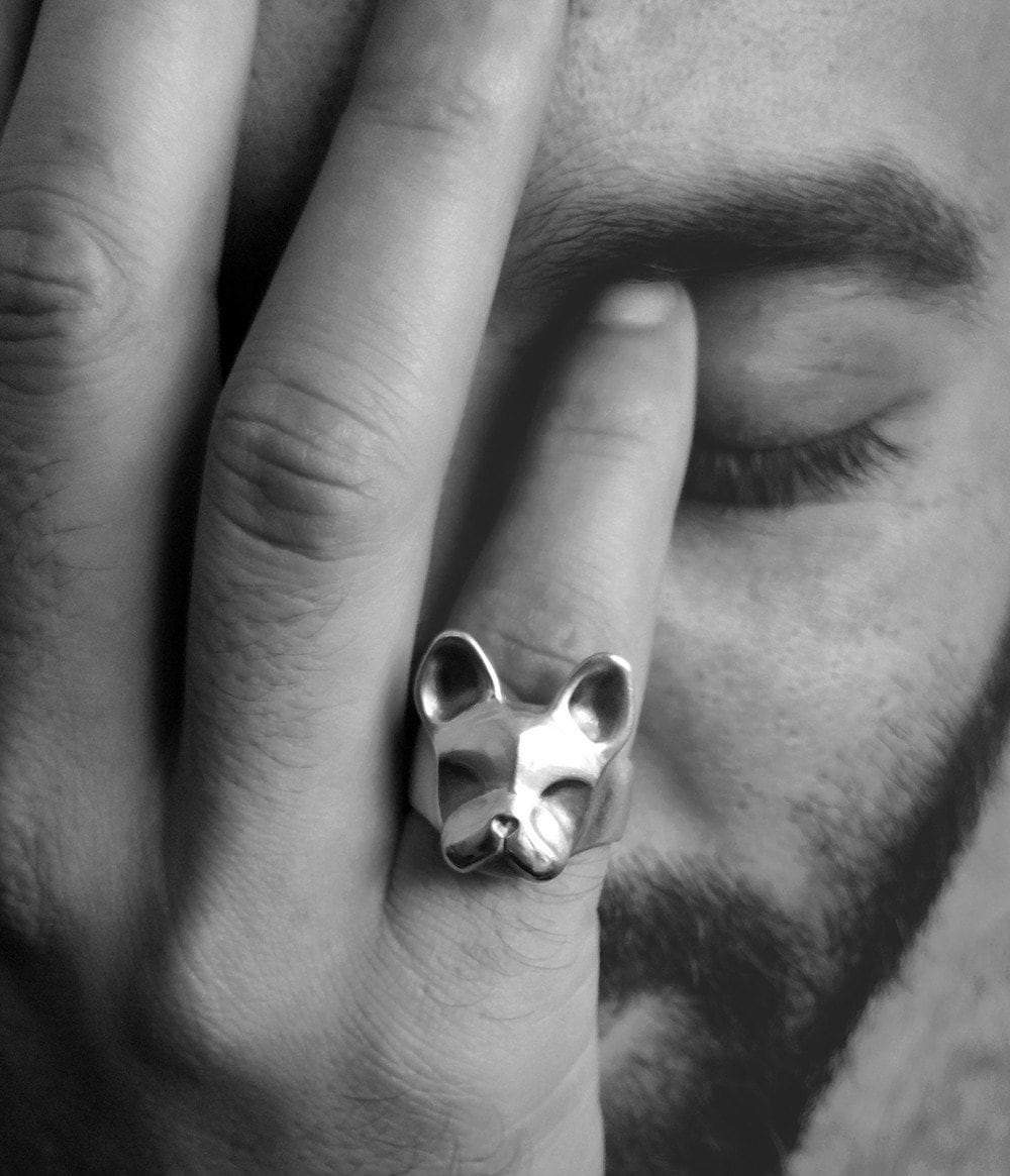 ELINA GLEIZER  Jewelry French Bulldog Ring