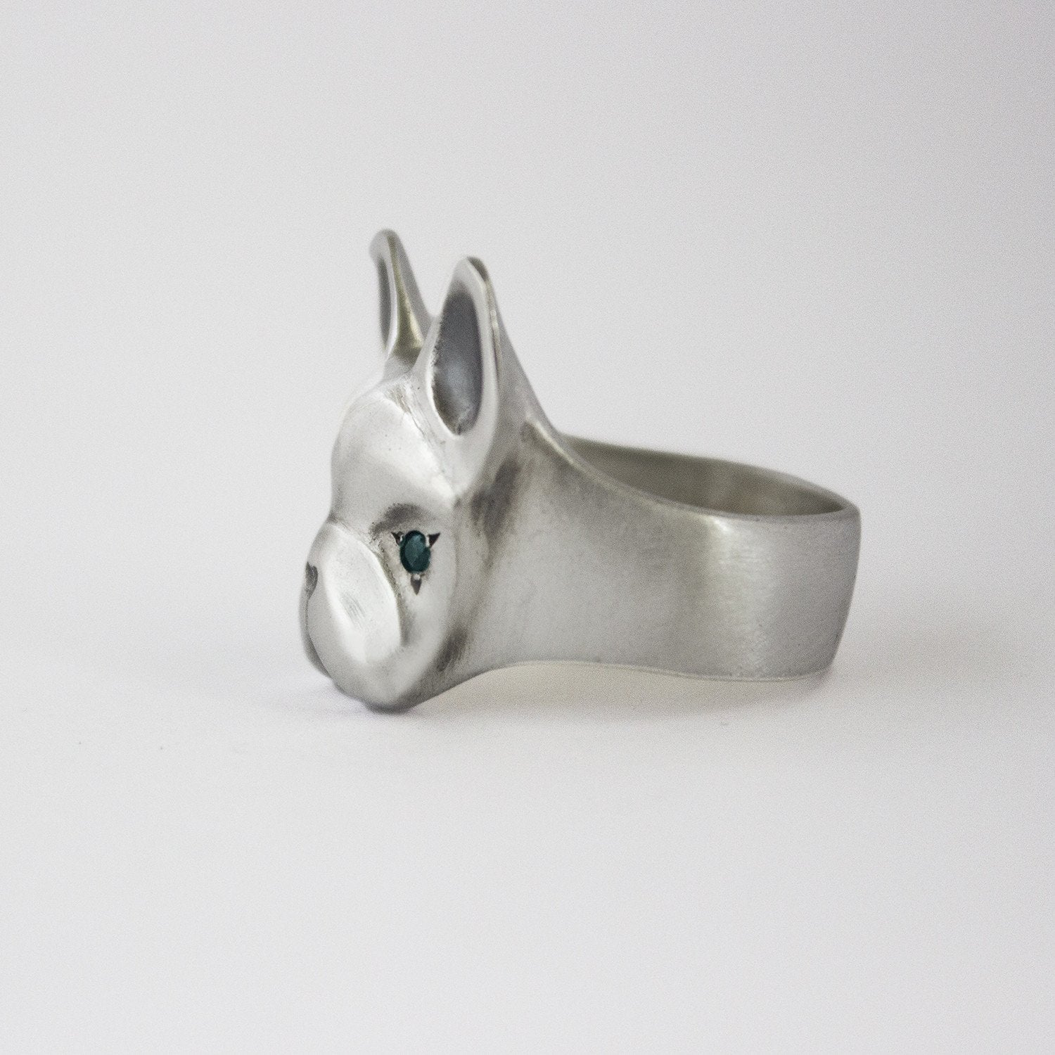 ELINA GLEIZER Jewelry French Bulldog Ring With Pink & Blue Sapphires