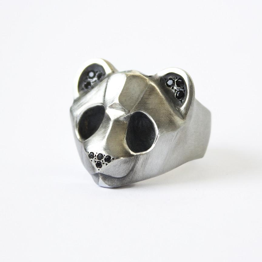 ELINA GLEIZER  Jewelry Panda Ring with Black setting