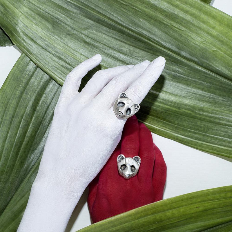 ELINA GLEIZER Jewelry Panda Ring with Black setting