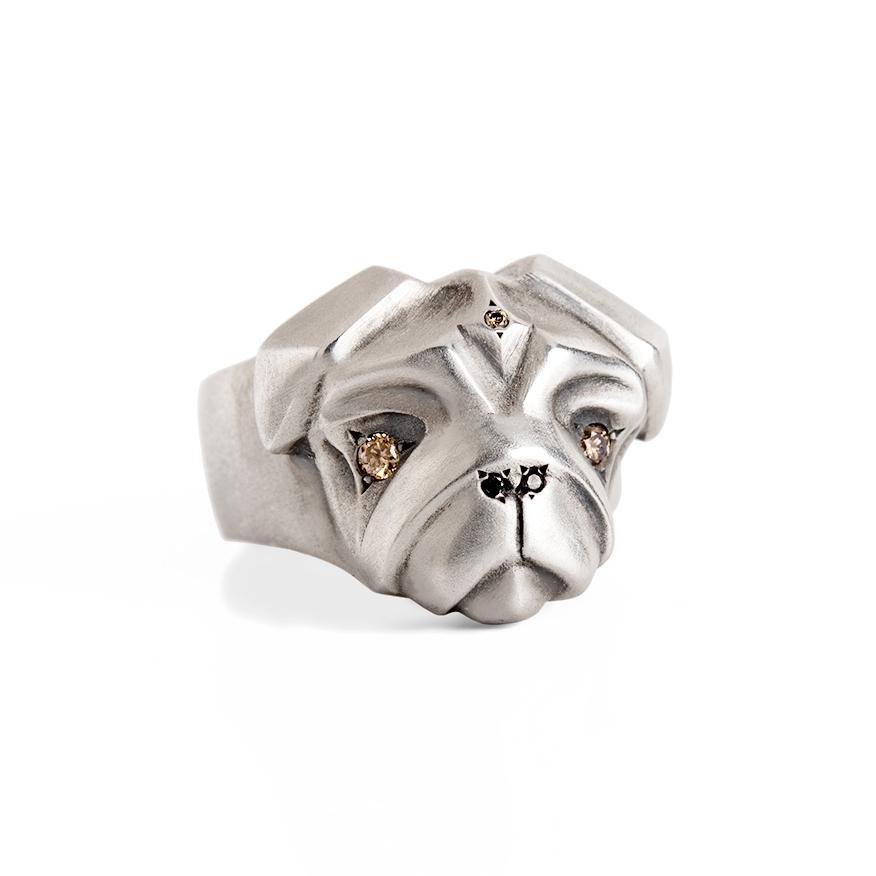 ELINA GLEIZER Jewelry Pug Ring with Champagne Diamonds