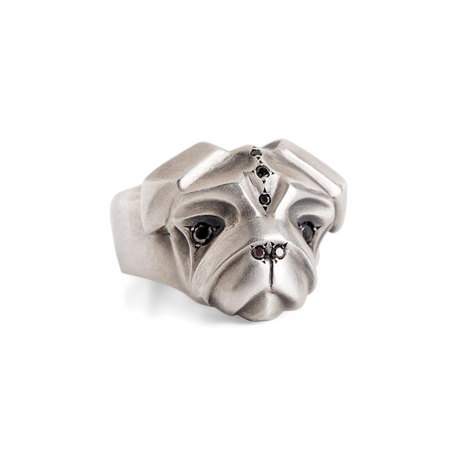 ELINA GLEIZER Jewelry Pug Ring with Fancy Black Diamonds Setting