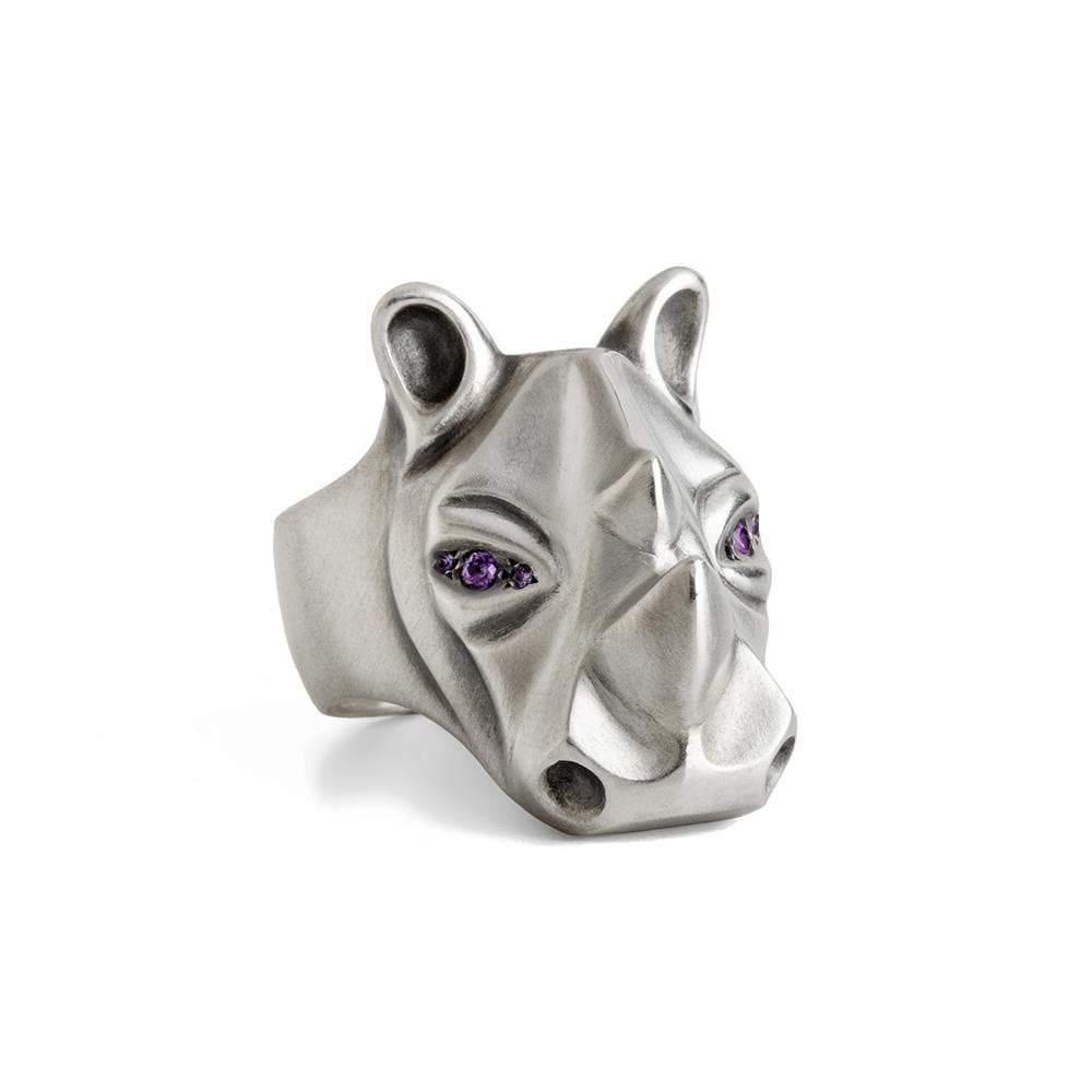 ELINA GLEIZER Rhino Ring with Amethyst Eyes