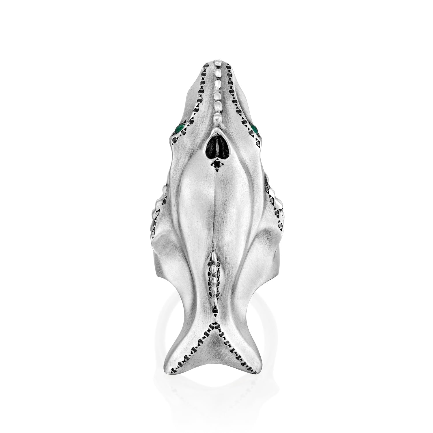 ELINA GLEIZER Rings Baroque Whale Ring with Green and Black setting