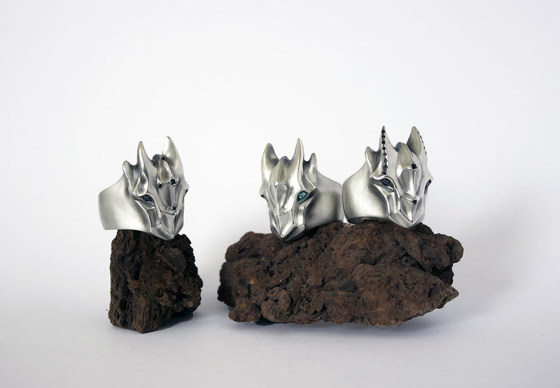ELINA GLEIZER Rings Dragon Ring with Black Diamond Eyes