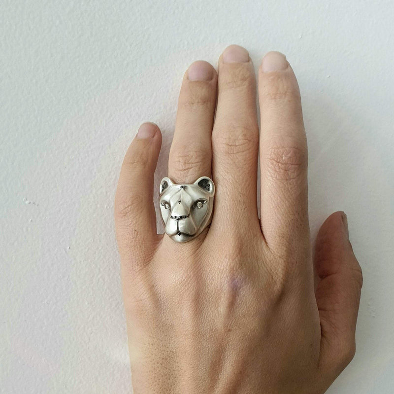 Lioness Ring, with Majestic Black & Champagne Diamonds