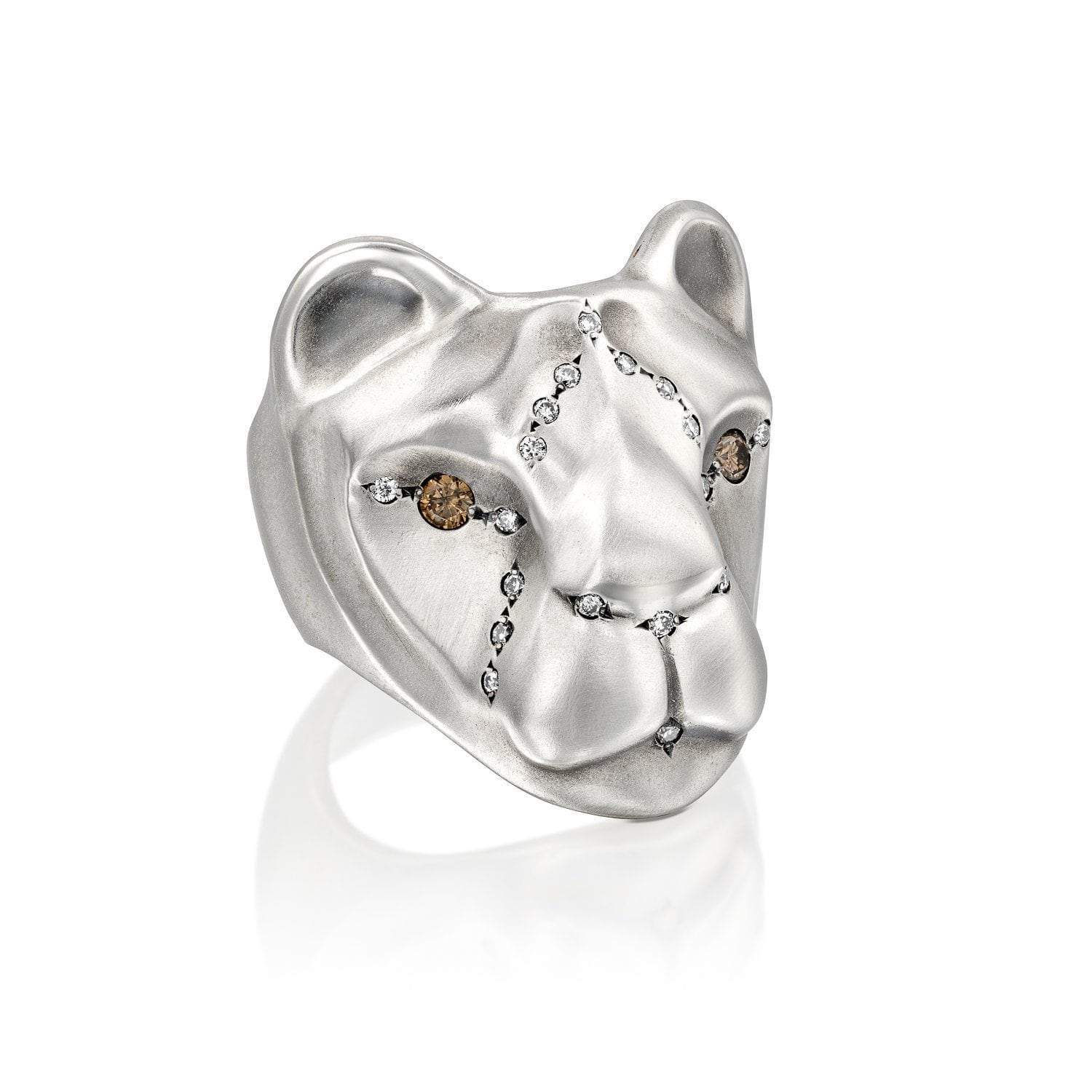 ELINA GLEIZER Rings White Lioness Ring with Royal Diamonds setting