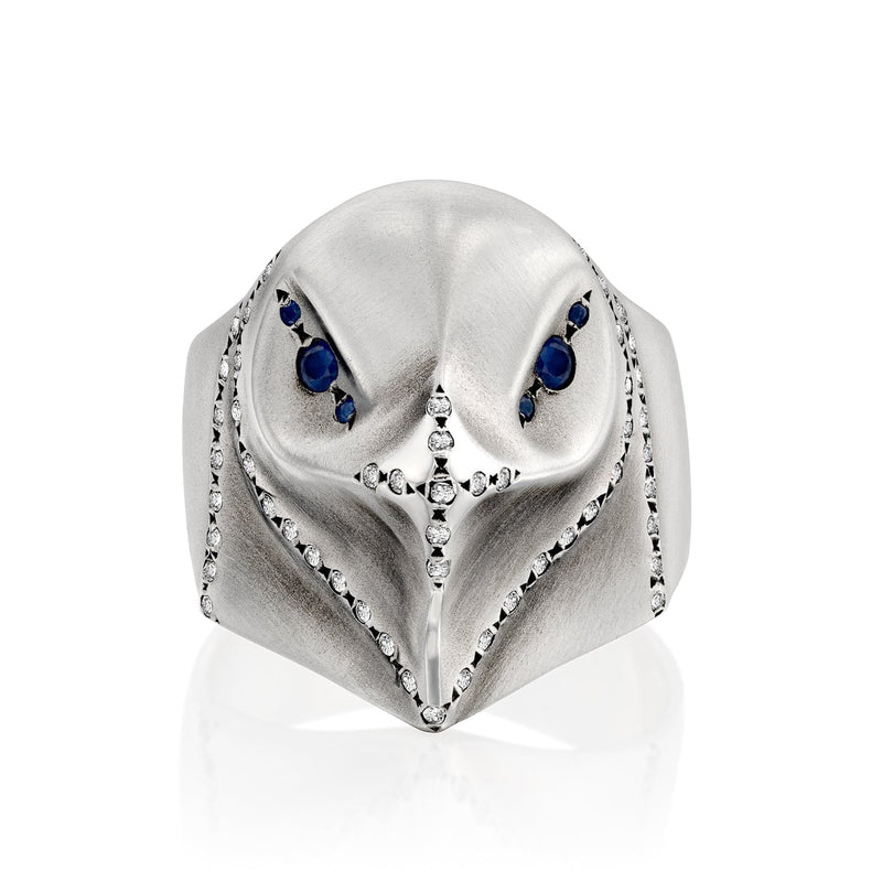 ELINA GLEIZER Royal Eagle Ring With Blue Sapphires and White Diamonds