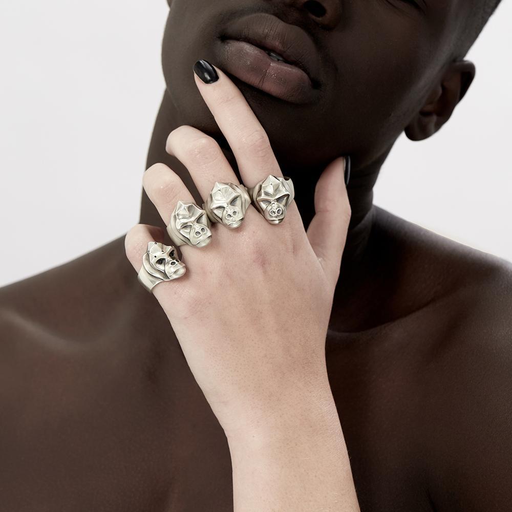 ELINA GLEIZER Select Your Size Gorilla Ring with Black Diamonds