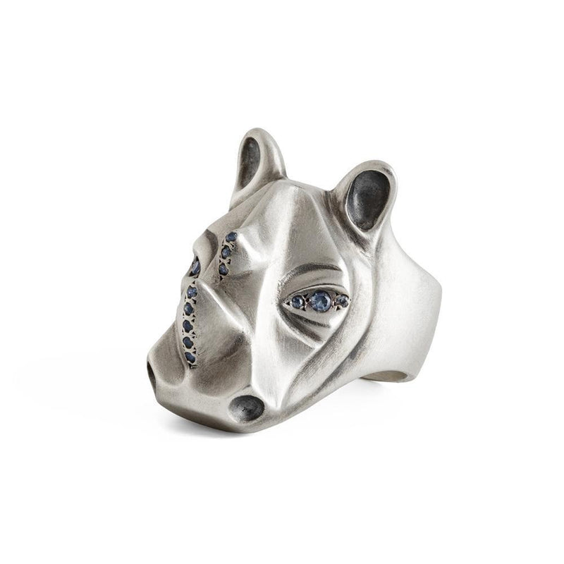 ELINA GLEIZER Select Your Size / light-blue-sapphire Lady Rhino Ring with Fancy Pink Sapphires Setting