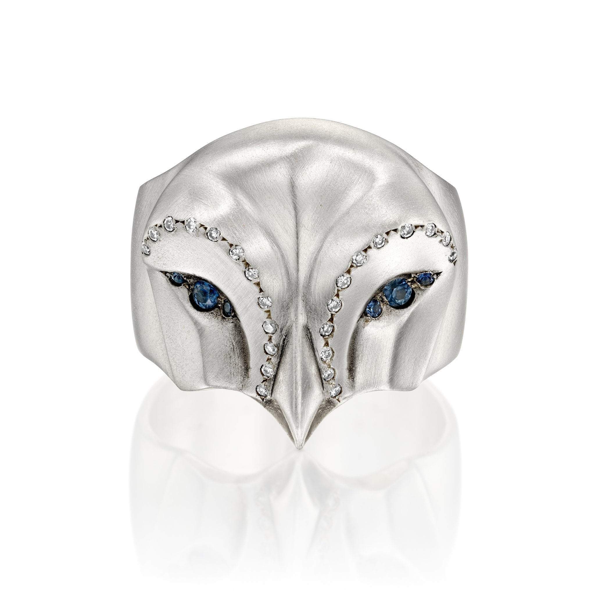 ELINA GLEIZER Snowy Owl Ring with Blue Sapphires and White Diamonds