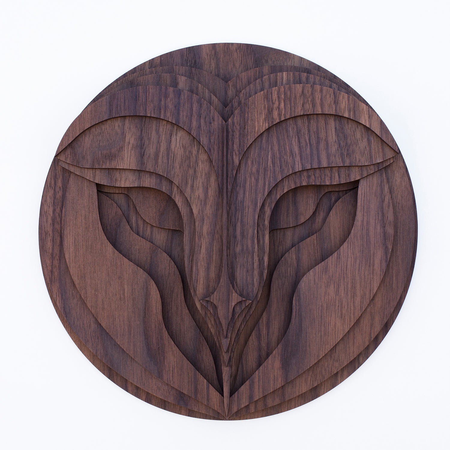 ELINA GLEIZER Walnut Barn Owl Wall Sculpture