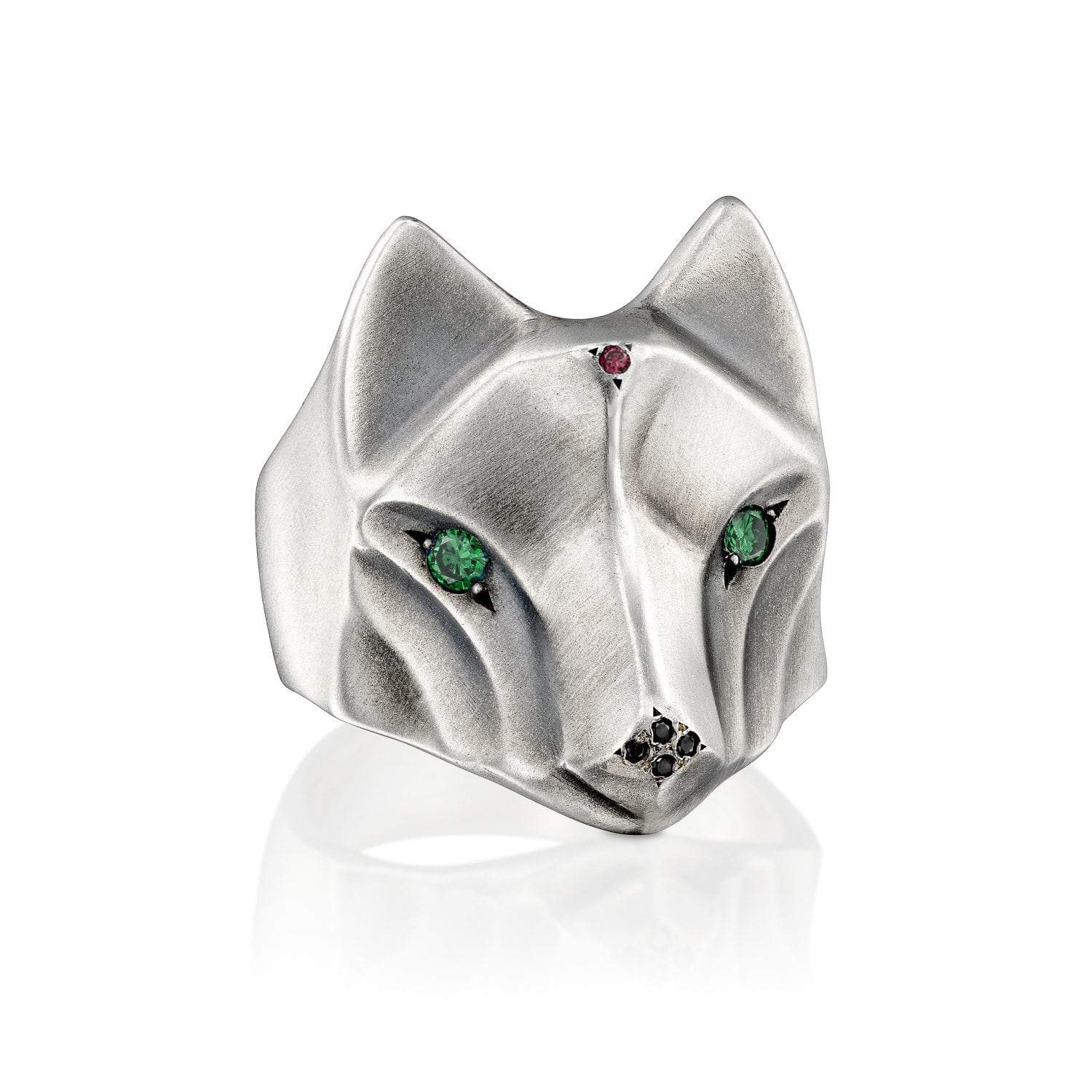 ELINA GLEIZER Wolf Ring with Emerald and Ruby