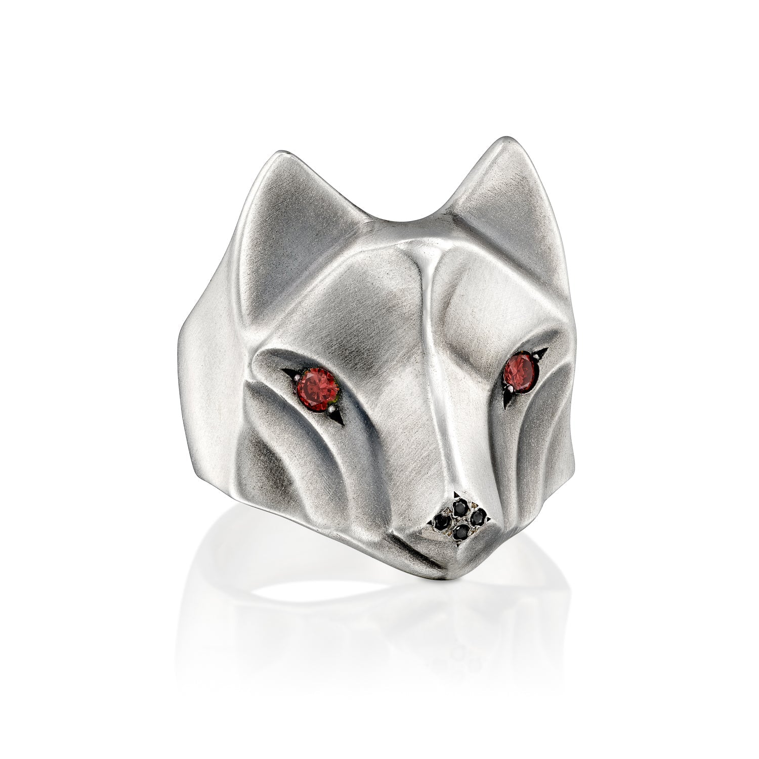 ELINA GLEIZER Wolf Ring with Garnet Eyes