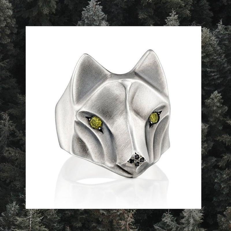 ELINA GLEIZER Wolf Ring with Yellow Sapphire Eyes