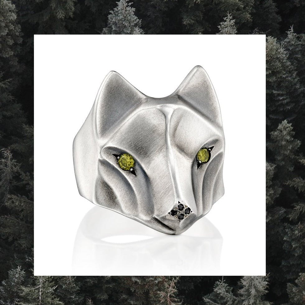 ELINA GLEIZER Wolf Ring with Yellow Sapphire Eyes