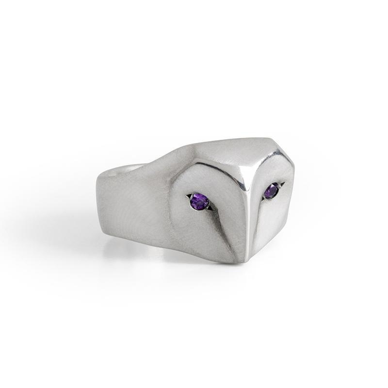 ___ Jewelry 4 / Amethyst Owl Ring with Sapphire Eyes