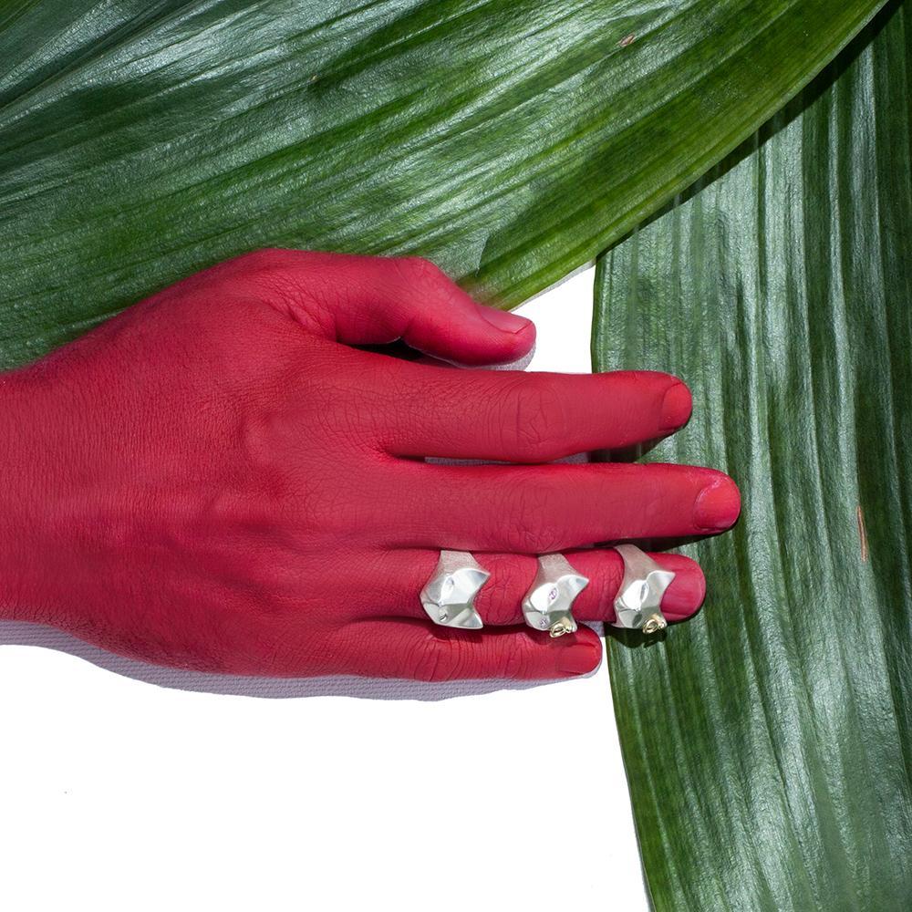 ___ Jewelry Cat Ring with Pink Sapphire Eyes & an Ear piercing