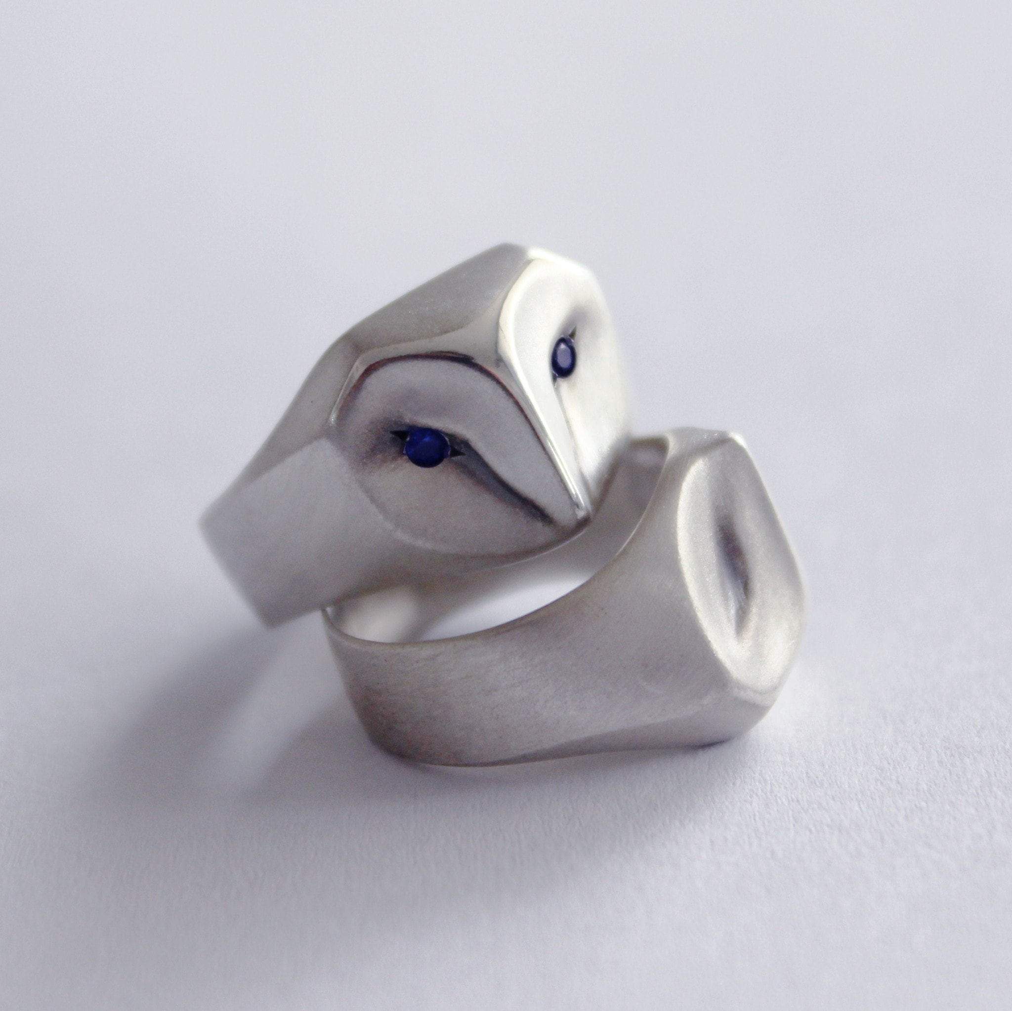 ___ Jewelry Owl Ring with blue Sapphire Eyes