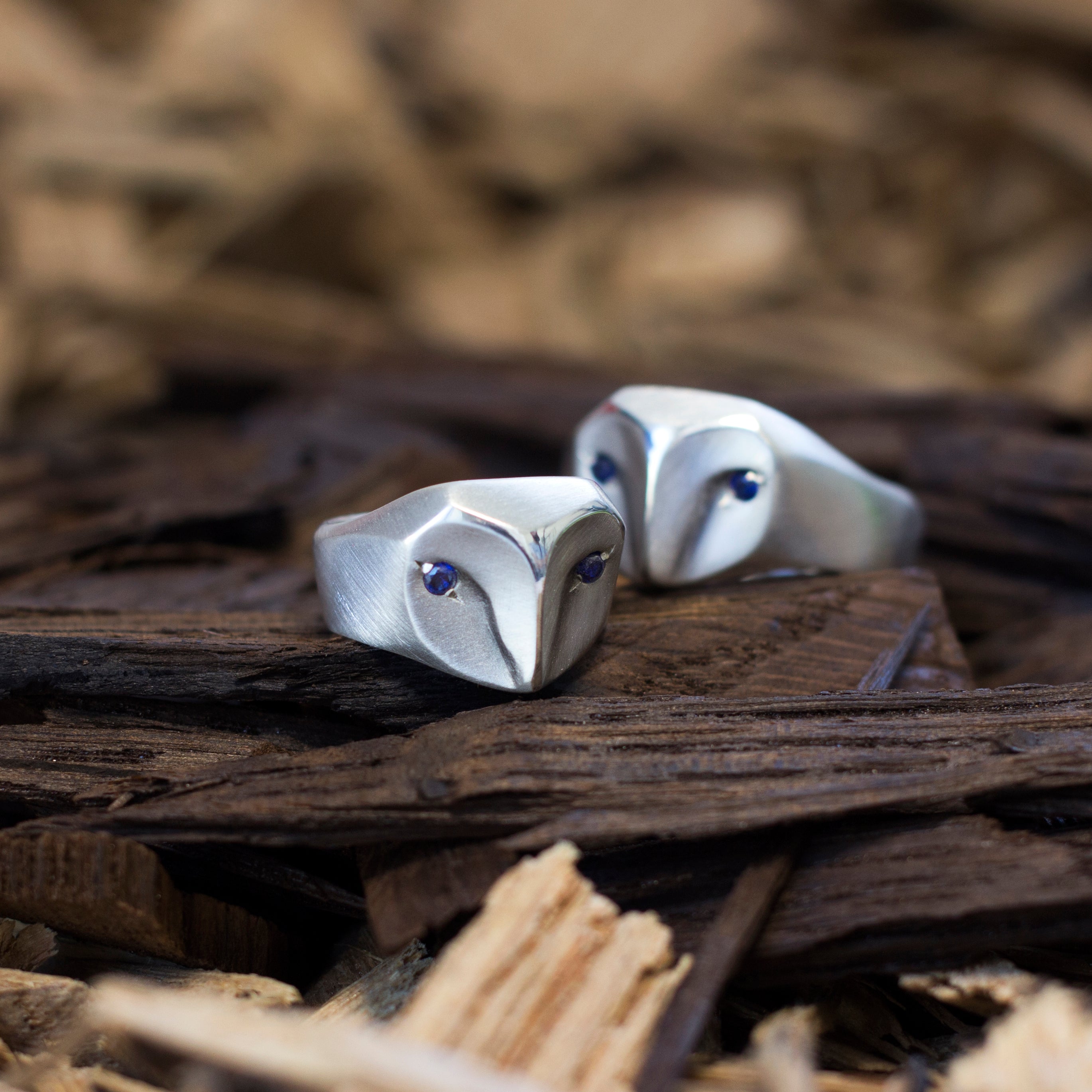 ___ Jewelry Owl Ring with blue Sapphire Eyes