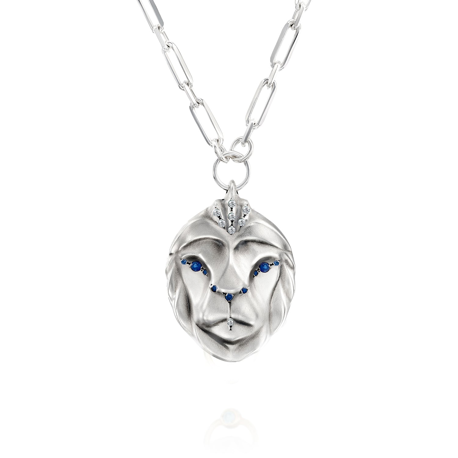 ELINA GLEIZER Blue & White Lion Necklace