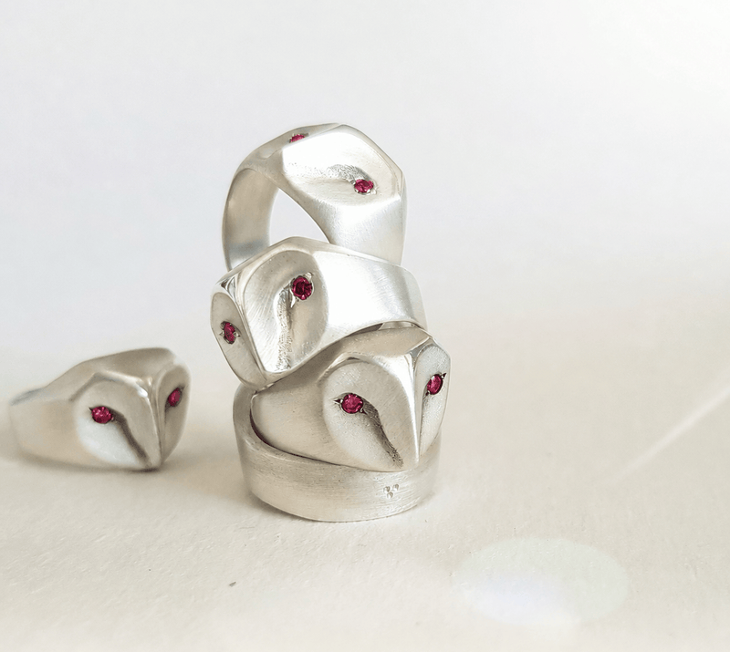 Elina Gleizer Jewelry Limited Edition Ruby Owl Ring
