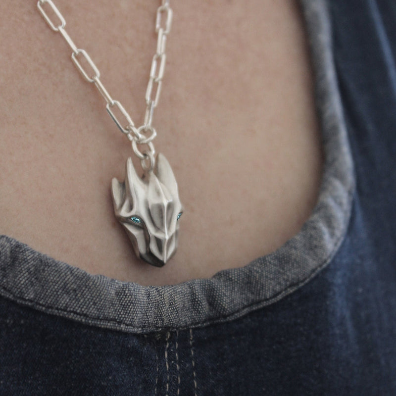 ELINA GLEIZER  necklace Dragon Necklace with Blue Diamond Eyes