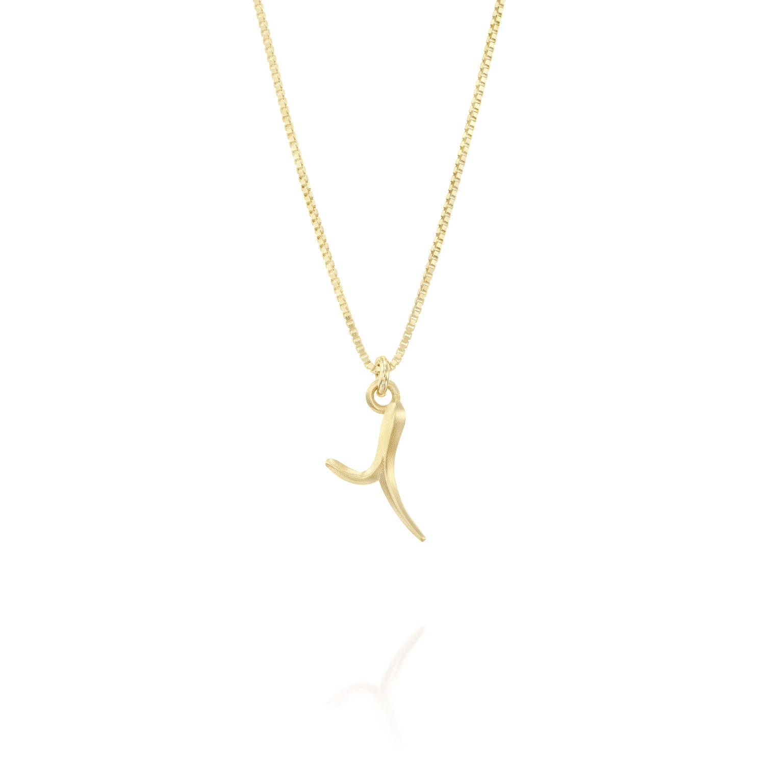 ELINA GLEIZER  Y / No Chain Gold Letter Necklace